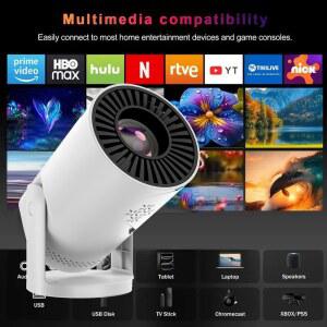 빔프로젝터 미니 HY300 290ANSI 4K LCD 14 휴대용 야외 WIFI6 시네마 블루투스 1280 극장 안드로이드 1080P 720P
