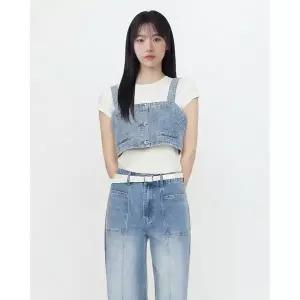 갤러리아 LAP (SET-상의) 단추 크랍 스모킹 데님뷔스티에 AS2DB565