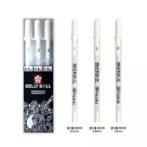 [룽스_63]화이트 흰색펜 겔리롤 3본세트 젤리롤 GELLY ROLL