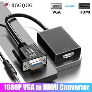VGA To HDMI Adapter Converter 1080P Male Female Cable with 3.5mm audi호환o Output for PC Laptop HDTV