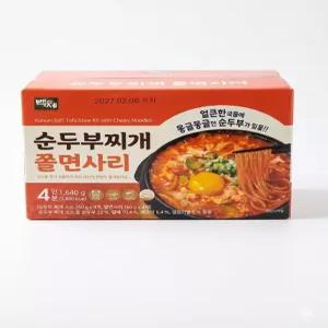 백제 순두부 찌개 쫄면사리 410gx4