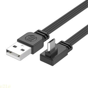 E21E USB To 5Pin 평면 실리콘 충전 케이블 직각 커넥터 전화 태블릿 카메라 용 얇은 플렉시블 코드