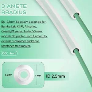PTFE 테프론 튜브 16.5피트 5m 커터 포함 1.75mm 필라멘트 보우덴 엔더용 ID X OD 3D 프린터 밤부 랩 A1/A1