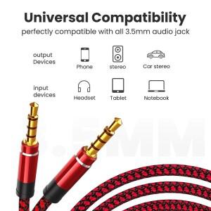 금도금 3.5mm to AUX 케이블 4극 TRRS 보조 스테레오 잭 하이파이 마이크 기능 지원 오디오