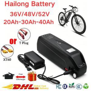 하이롱 충전식 배터리 36V 48V 52V 20Ah 30Ah 대용량 스마트 BMS (500W-1500W 전기자전거/스쿠터용, 옥타곤