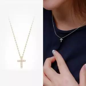 정품 14K 골드 심플 미니 십자가 목걸이 기본형 42cm 베이직목걸이 (W039D2C)