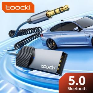 Toocki 차량용 블루투스 5.0 오디오 수신기 동글 USB 3.5mm 잭 AUX BT 송신기 핸즈프리 키트