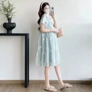 원피스 여성 쉬폰 소매 날염 여름자수 데일룩 DAOL2