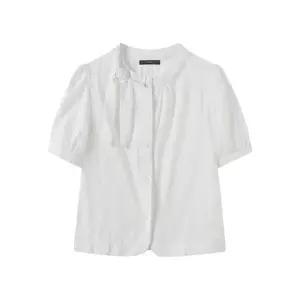 [르샵]세로 자수 패턴 퍼프 반팔 블라우스 DQ2BA055A _P427319341