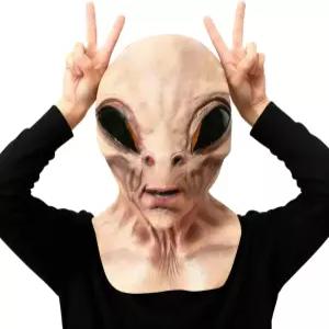 델린바인 에일리언 마스크 사실적인 UFO 헤드기어 할로윈 라텍스 테러 헤드 코스튬 코스프레 파티 소품 -