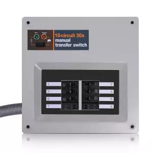 Generac 9854 10-회로 셀렉터 240V 발전기 연결 실내 사전 배선 수동 변속 스위치를 위한 50암페어 교체