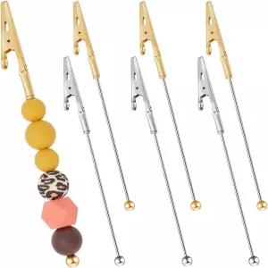 Beinkmake 6Pcs 메탈 비즈블 악어 클립 클램프 메뉴 번호 카드 롱테일 사진 홀더 파티 결혼식 크리스마스