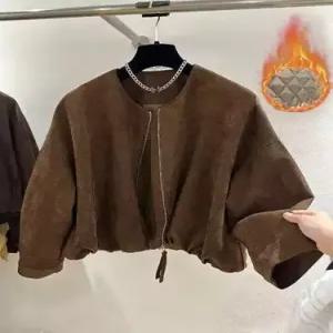 여성용 빈티지 지적인 테일러드 자켓 무스탕 코트 기모 라운드 슬림핏 점퍼 톱 SPO마켓1