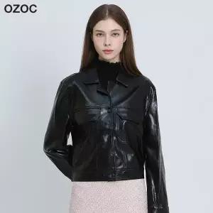 [오조크(OZOC)] 셔츠형 레더 숏 자켓 (택가격: 199000원)
