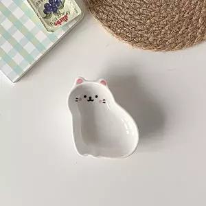 귀여운 고양이 소스볼 미니 반찬접시 세라믹 앞접시