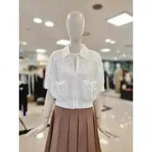 재고소진 씨씨콜렉트 포켓 리본 크롭 블루종 점퍼 C252MSJ034