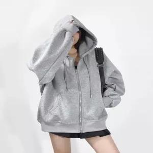 와칸다 여자 여친 하프 캐주얼 후드 티 bf풍 하의실종 오버핏 코트 KKE1