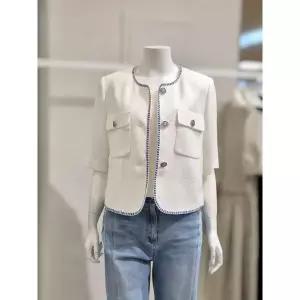한정수량 베스띠벨리 브레이드 화이트 라운드 숏 자켓(BK-JAE2145-0)