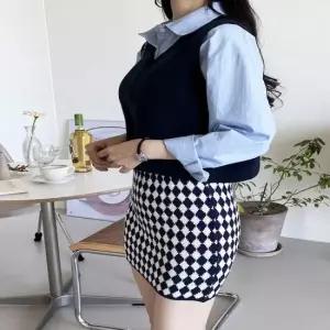 셀럽하우스 여성 2컬러 러블리한 니트조끼 니트 미니스커트 세트