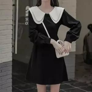 셀럽하우스 카라넥 원피스 하객룩 결혼식 피로연 미디 프릴 긴팔