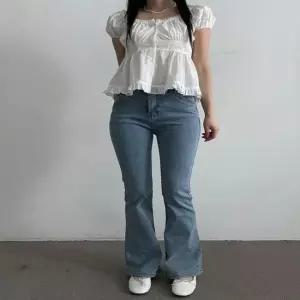 셀럽하우스 여자 세미부츠컷 연청바지 데님팬츠 나팔바지 데님진