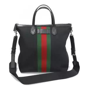 Gucci(구찌) 619751 블랙 테크노 캔버스 WEB 스트라이프 토트 2WAY
