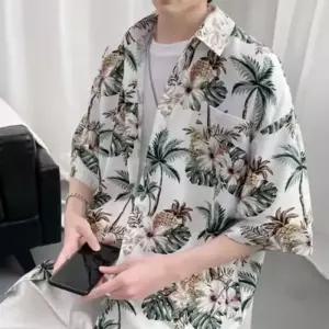 [라일리의류] Rly 프린트 하와이안 셔츠 캐주얼 반팔 셔츠 바캉스
