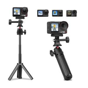 Flymile 12 액션 5 탁상용 셀카봉 삼각대 DJI 호환 Osmo 6 / 4 3 360 포켓 3용 휴대용 데스크탑 미니 마운트 스탠드 고프로호환 Insta360 에이스 프로 2 X5 X4 X3 카메라 액세서리블랙