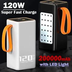 200000mAh 120W 야외 캠핑 램프 충전 배터리 Xiaomi Huawei Samsung 2026 New 용 대용량 휴대용 보조베터리