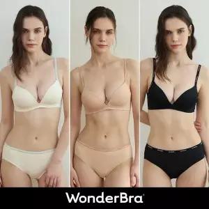 [NS홈쇼핑][Wonderbra] 투톤 노와이어 브라팬티 6종세트 크림+베이지+블랙 WBW5N343536_T..[35968400]
