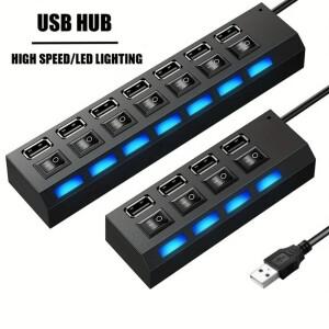 4/7포트 USB 2.0 허브 스위치 내장 고속 멀티 포트 전원 어댑터 확장기 USB 분배기 노트북 PC 컴퓨터 액세