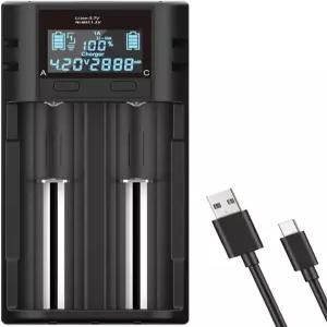 18650 배터리 충전기 3.7V/3.6V 충전식 LCD 디스플레이를 갖춘 Ledorr 스마트 범용 Li-ion 2170 26650