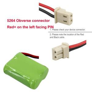 2.4v 2/3AAA 400mah 무선 전화기 Ni-MH 배터리 팩(5264 2PIN 앞면 또는 뒷면 커넥터 포함)