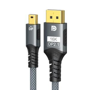 MacBook 모니터 노트북용 16K 미니 DP-DisplayPort 케이블 양방향 DP2.1 16K@60Hz(DSC) 전송