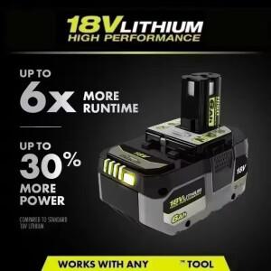 NEW RYOBI 18V ONE+ 6.0Ah 고용량 리튬 배터리, 2025 업그레이드로 긴 사용 시간 보장, 모든 시리즈 무선