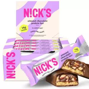 N!CK s Protein Bars 아몬드 초콜릿 ？ 12개들이 상자 단백질이 가득한 스낵 저칼로리 저탄수화물 케토