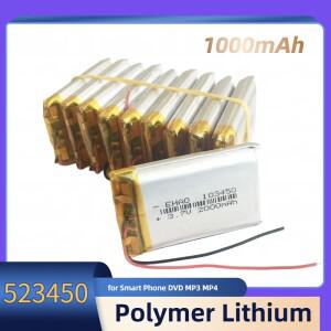 2025 523450 스마트 폰 DVD MP3 MP4 Led 램프 3.7V 1000mAh 폴리머 리튬 충전식 배터리 이온