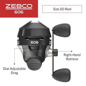 Zebco 606 스핀캐스트 낚싯줄, 사이즈 60 릴, 오른손 리트리브, 20파운드 Zebco 낚싯줄 사전 스풀링