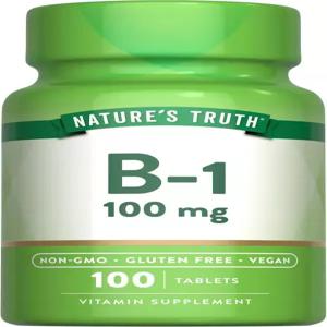 네이처스 트루스 비타민 B1 100mg (티아민) 100 카운트 비GMO 및 텐 프리 보충제