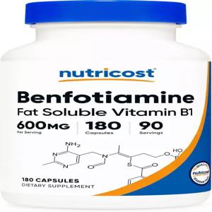 뉴트리코스트 벤포티아민(600mg) 180캡슐 - 지용성 비타민 B1 텐 프리 비-GMO 90인분
