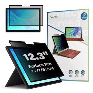 SenseAGE 마그네틱 프라이버시 스크린 프로텍터: Surface Pro 12.3인치(7+ /7 /6 /5 /4), 이지 온/오프 필터, 안티 블루 라이트, 글레어, 노트북 12.3과 호환 가능