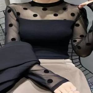 화려한 무대의상 상의 반짝이 사교댄스복 댄스의상 시스루