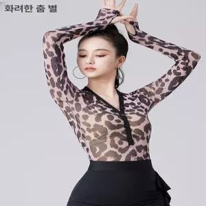 상의 긴팔 여성 브이넥 연습용 의상 방송댄스 라인댄스복