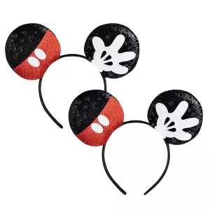 생일 파티 축하를 위한 반짝이는 보우 양면 스팽글 글리터 헤어 액세서리가 포함된 ChuangQi 2pcs 마우스