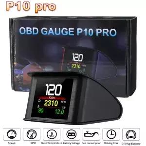 P10 Pro 헤드 업 디스플레이 온보드 컴퓨터 자동차 디지털 OBD2 마일리지 운전 속도계 온도 게이지