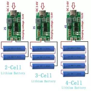 다중 셀 2S 3S 4S Type-C 8.4V 12.6V 16.8V 스텝업 부스트 LiPo 폴리머 리튬 이온 충전기 7.4V 11.1V 14.8V