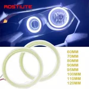 2PC 12-24V COB Led 헤일로 링 천사 눈 자동차 오토바이 원형 라이트 70mm 주간 러닝 헤드 Buld