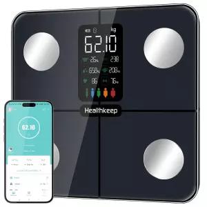 체중계 - BMI 체지방 근육량 전문가 정확도가 0.05파운드인 대형 디스플레이 디지털 저울 블루투스 APP