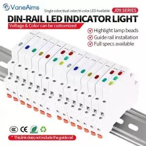 DIN 레일 마운트 LED 신호등 AC/DC 12V 24V 230V JD9 모듈형 표시등 50/60Hz 초슬림 모델 램프 적색 황색