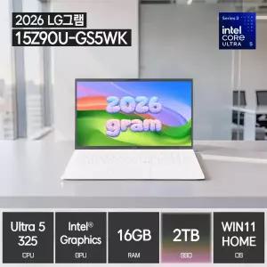 LG전자 2026 그램 15Z90U-GS5WK (SSD 2TB / 16GB / 코어 울트라5 / WIN11 탑재) / ywdt